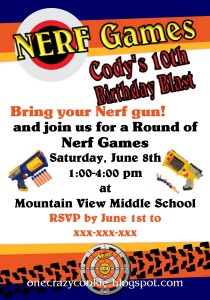 Nerf birthday party invitation