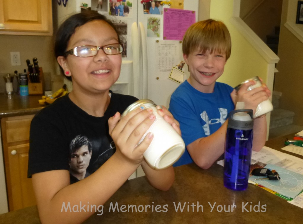 kids making butter