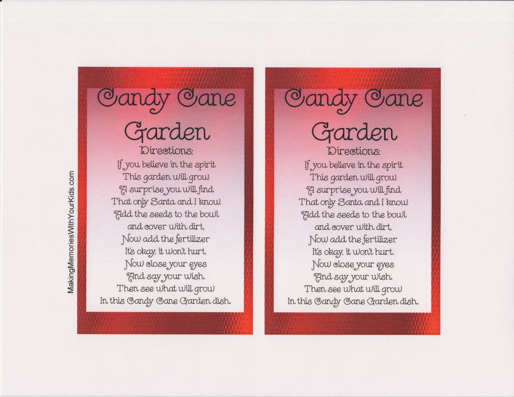 Candy Cane Garden Poem Printable