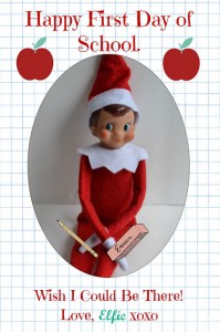 Elf on the Shelf first day of school postcard