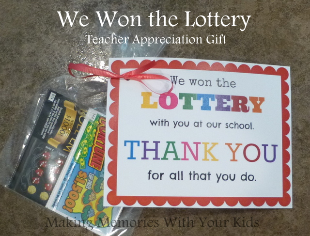 I Won The Lotto, Teacher Appreciation, Lottery Ticket Holder, Teacher Thank  You