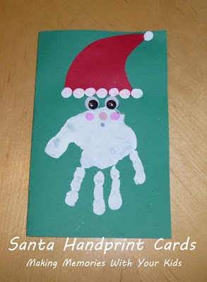 santa handprint cards - Making Memories With Your Kids