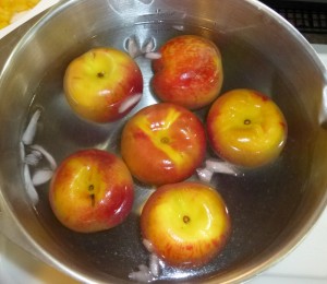 peaches on ice water