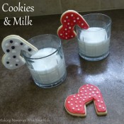 Valentine's Day Heart Cookies and Milk