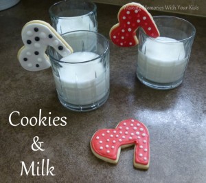 Valentine's Day Sugar Cookies and Milk