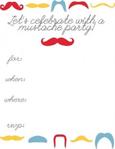 printable mustache party invitation