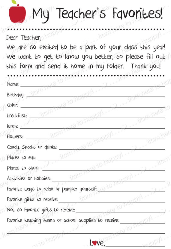 Teacher Favorites Printable Making Memories With Your Kids