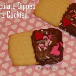 Chocolate Dipped Spritz Cookies for Valentine’s Day