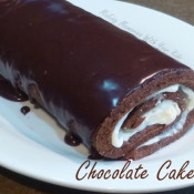 Chocolate Cake Roll with Ganache Glaze