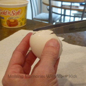 Cutting an egg in half