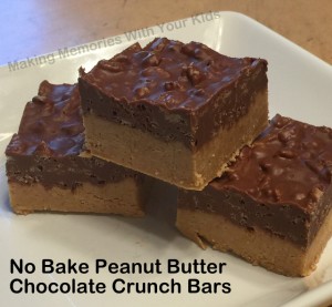 No Bake Peanut Butter Chocolate Crunch Bars