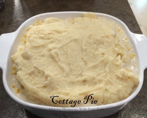 Cottage Pie - Chicken and Corn Casserole Topped with Mashed Potatoes