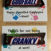 Snickers Candy Bar Thank You Gift Idea for Classified Employees Week