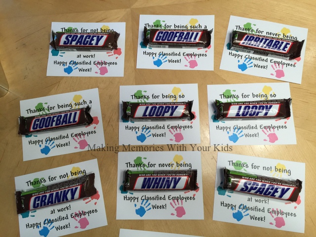 Snickers Candy Bar Thank You Gift Idea For Classified Employees Week